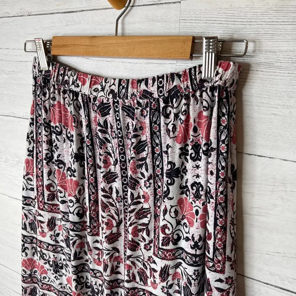 Roxy Skirt Womens Size Small Lost in My Mind Floral Navy & Red Maxi Front Slit